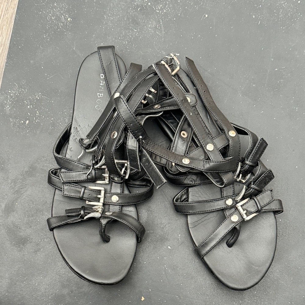 Bamboo Women's Elegant Black Multi-Strap Sandals